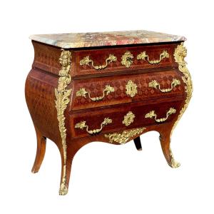 A. Bastet - Marquetry Chest Of Drawers Louis XV / Nap III Style