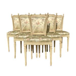 6 Louis XVI-style Lacquered Chairs