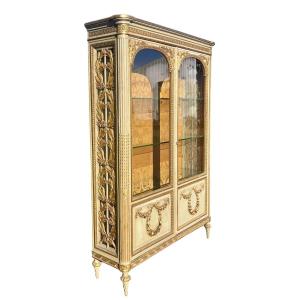Gilded Wood Showcase Louis XVI Style
