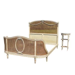 Louis XV Style Lacquered Bed And Bedside Table