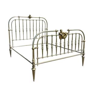 Large Brass And Gilt Bronze Bed Louis XVI Style