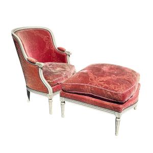 Duchesse Brisée / Armchair/bergère And Its Pouf Style Louis XVI
