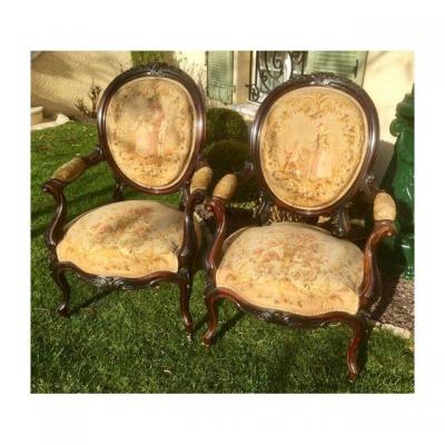 Pair Of Napoleon III Period Rosewood Armchairs