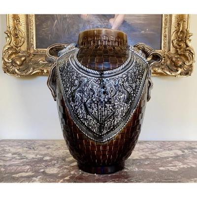 Choisy Le Roi - Large Earthenware Vase / Cachepot