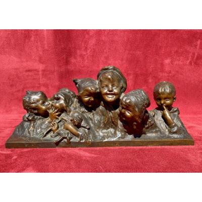 Juan Clara - Bronze, 6 Busts Of Laughing Children