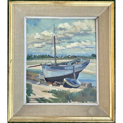 F. Meheut - Oil On Hardboard, Breton Boat