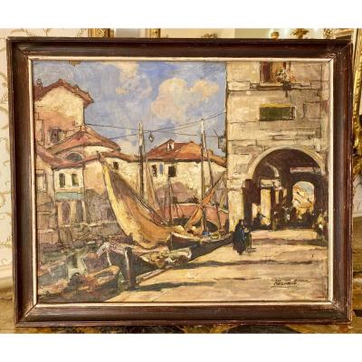 Robert Kervalo - Boats At The Port Of Chioggia In Italy