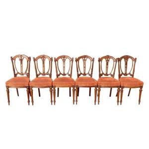 Suite Of 6 Louis XVI Style Walnut Chairs