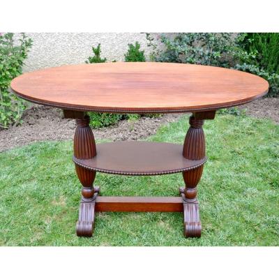 Oval Table Or Pedestal In Solid Mahogany