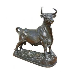 Assigned To A. Clesinger - Bronze « Roman bull » With Brown Patina