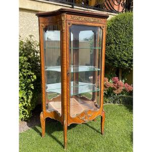 Showcase Marquetry & Bronze Transition Style Louis XV / Louis XVI