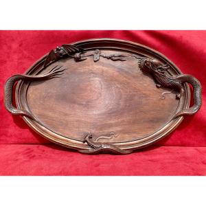 Asian Style Carved Wood Tray