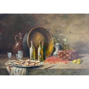 Beaufils - « crustaceans » Oil On Wood