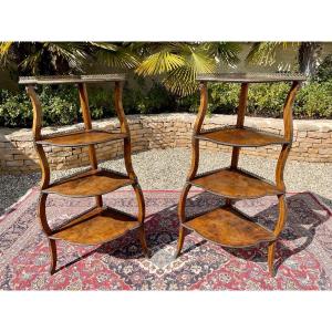 Pair Of Marquetry Corners Style L XV / Nap III