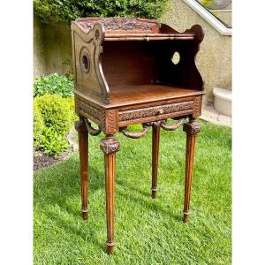 Louis XVI Style Walnut Bedside Table