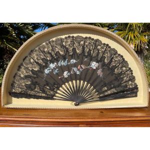 J. Eudes - Fan Painted On Silk And Lace