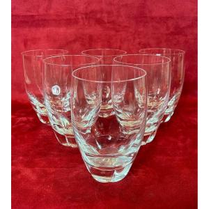 Lalique France - 6 Orangeade Glasses, H 13cm