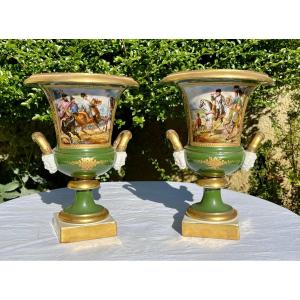 Pair Of Porcelain Vases With The Effigy Of Napoleon Bonaparte