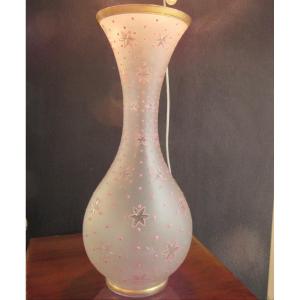 Saint-louis Vase? 19th Frosted Background And Enamelled And Gilded Decor