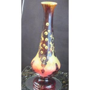 Schneider - Le Verre Français Large Baluster Vase In Lined Glass. Art Deco Decor