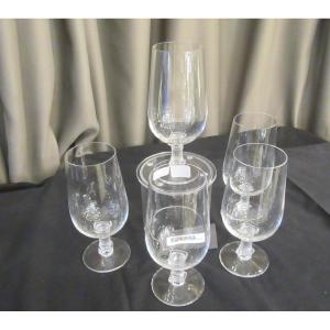 5 Lalique Water Glasses, Murat Model