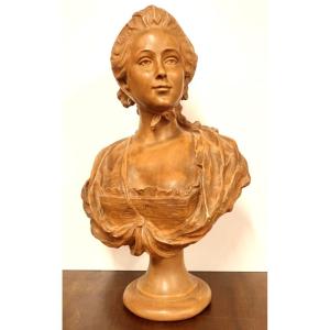Bust In Patinated Plaster. Signed Camondo 1793. Late Nineteenth