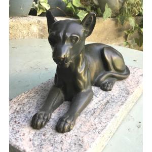 Bronze Panther On Granite Base