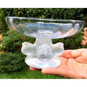 Lalique France. Empty Pocket Cup On Bird Stand. Signed Under The Base