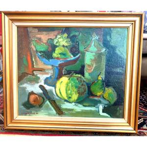 Marcel Cramoysan.20th Century.still Life.oil On Hardboard Framed
