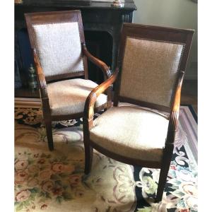 Pair Of Directoire Period Mahogany Armchairs