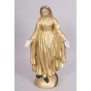 Gilded Wooden Virgin Slaying The Serpent 