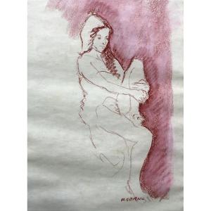 Pierre Cornu (1895-1996) Sanguine With Female Nude