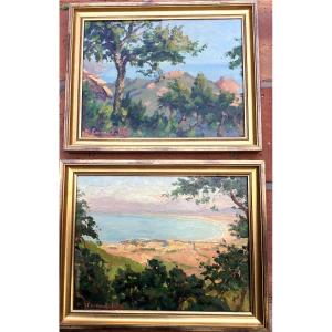 Micheline Cannaut-utz .xx .pair Of Oil Paintings On Panel .orientalist Views