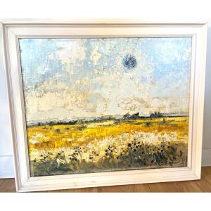 J.c.roy. Thistles On The Larzac. Oil On Canvas, Signed.