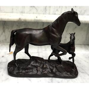 Filly And Her Foal. Bronze Proof.