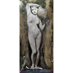 A. Balleroy, Painted Enamel On Copper, “la Source”, Limoges, Circa 1880.