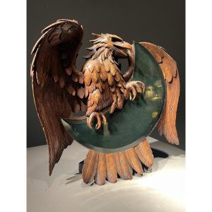 Eagle-shaped Mirror, Carved Wood, Black Forest, Late 19th Century.