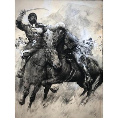 Walter Paget, 1862-1935, Charge De Lanciers Bengals, Aquarelle, Ca.1900.