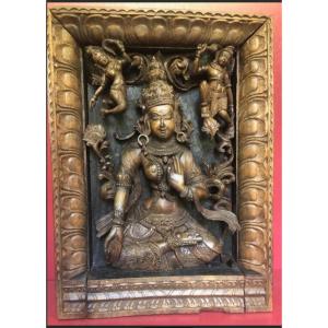 Parvati Wooden Panel Statue