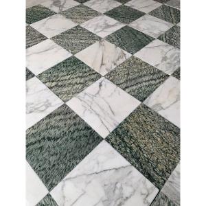 Checkered Campan And Calacatta Marble Floor