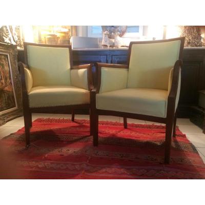 Pair Of Mahogany Armchairs, Directoire Period