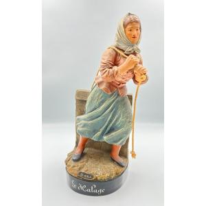 Manufacture De L’isle Adam : Terracotta Statuette “the Towpath” Subject “seaside” 