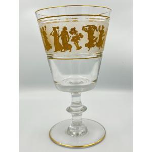 Large Crystal Footed Cup Signed "val St Lambert" 