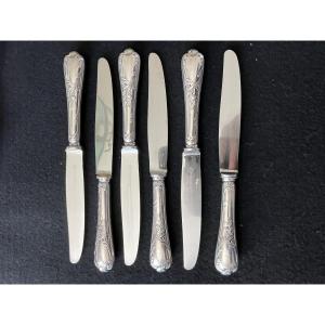 Christofle 6 Small Knives Stainless Steel Blade Marly Model