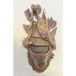 Antique Wall-mounted Catchall Tray – Black Forest Style – Carved Wood