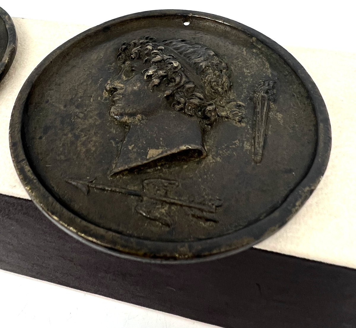 Coppia di bassorilievi in bronzo Italia fine del XVIII sec.-photo-2