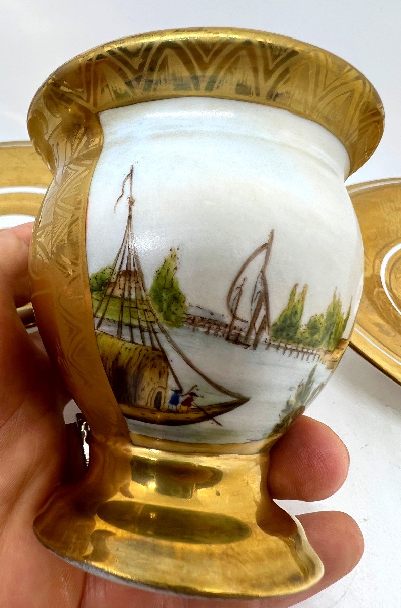 Coppia di tazze da caffè in porcellana Germania inzio del XIX sec.-photo-8