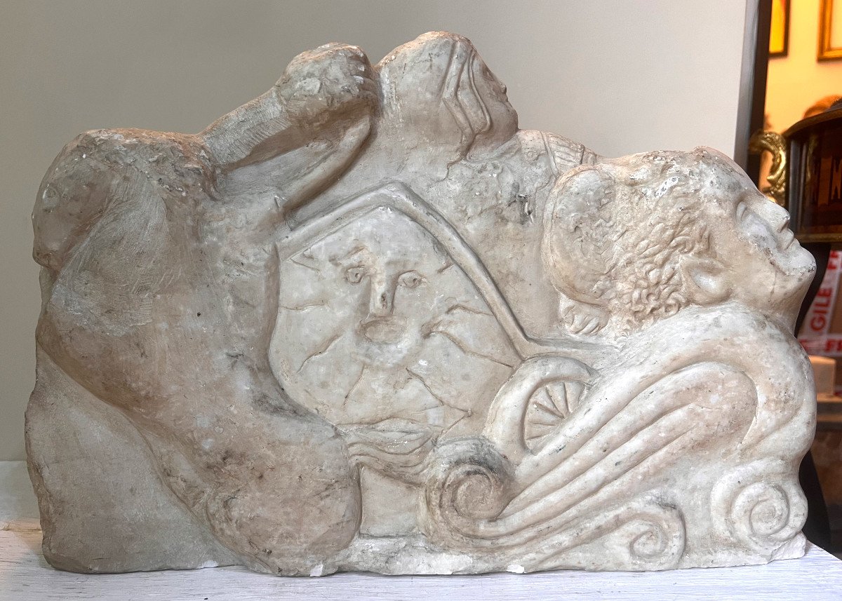 Basso rilievo in marmo bianco Italia XIX sec.-photo-2