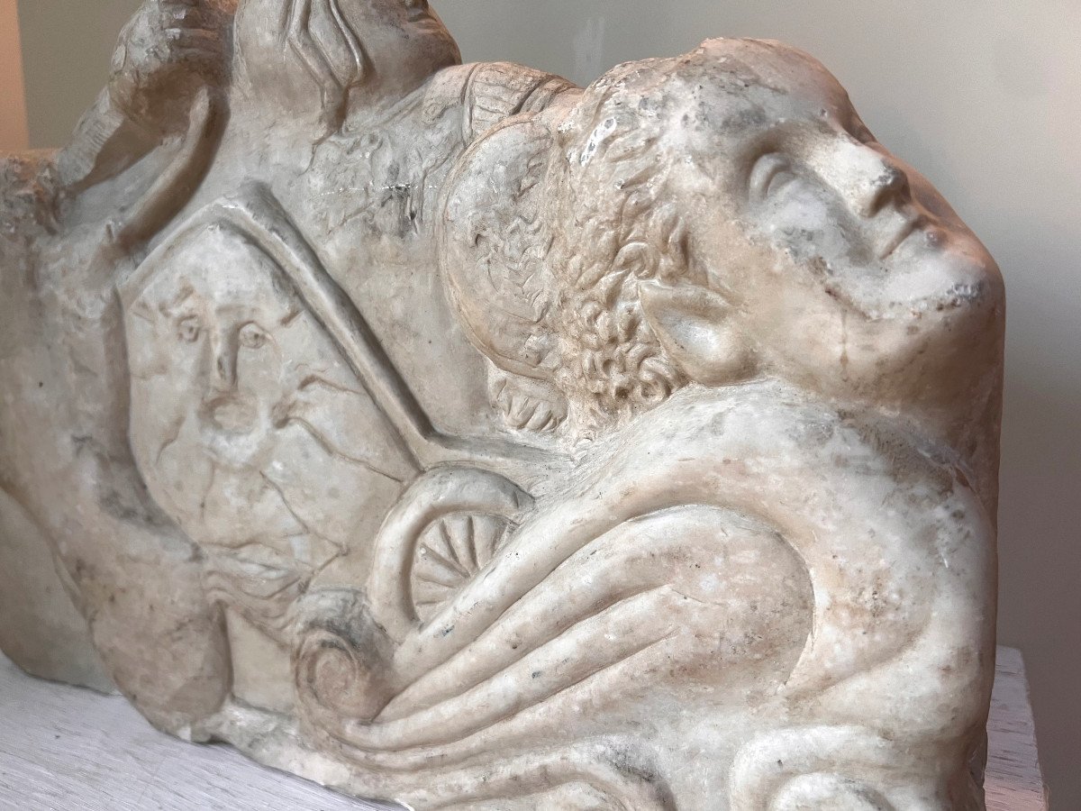 Basso rilievo in marmo bianco Italia XIX sec.-photo-4