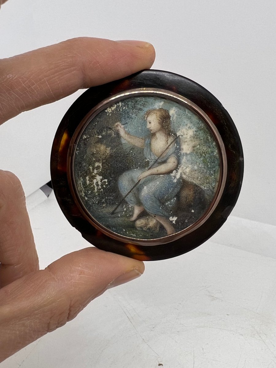 Tabacchiera in taratruga con miniatura Francia fine del XVIII sec-photo-2
